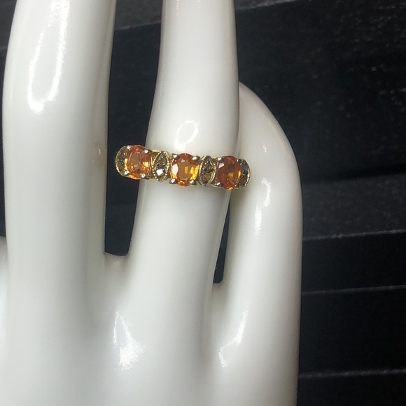 CITRINE and MARCASITE Vermeil Single Band Ring Sz 7 - Picture 17 of 17